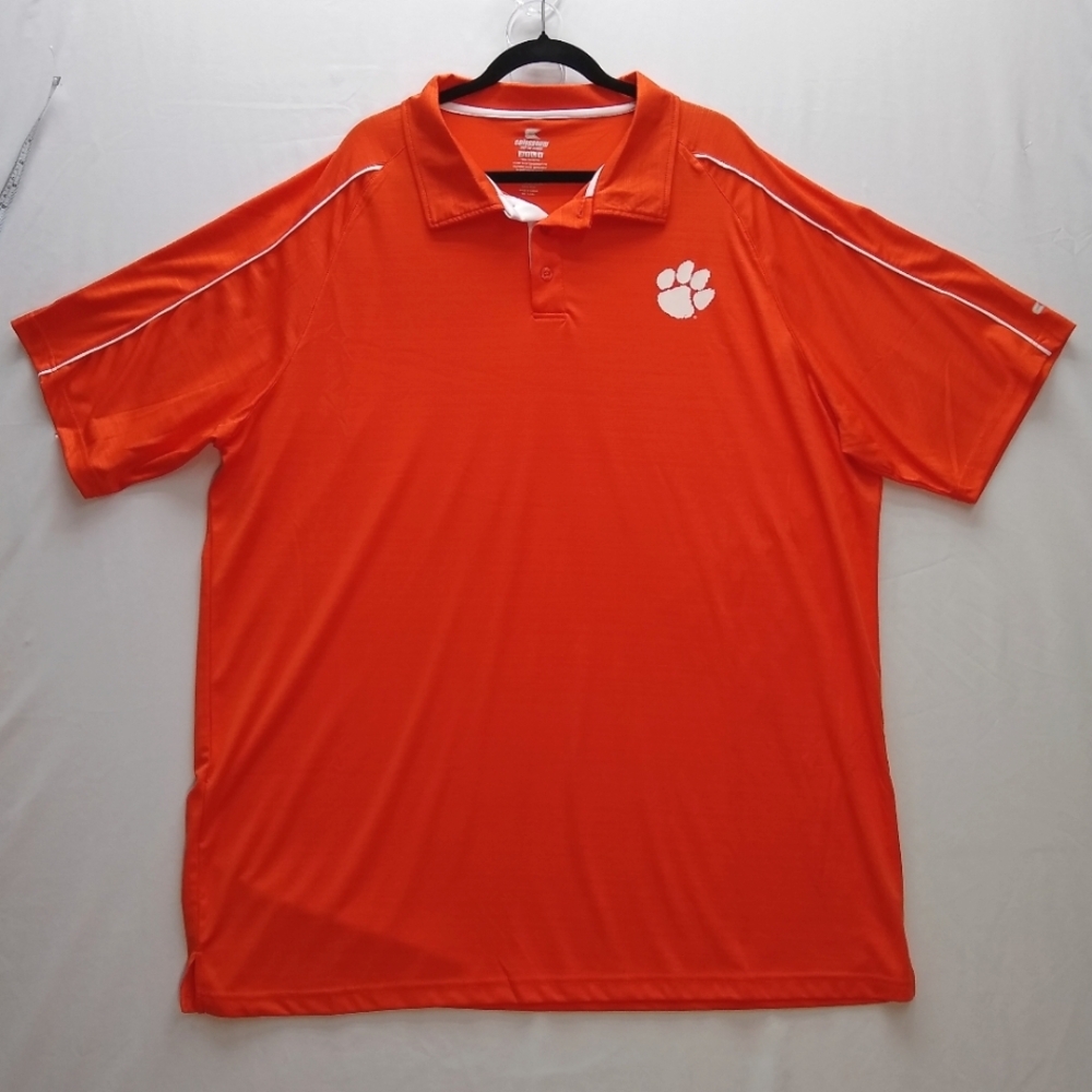 Colosseum Vibrant Orange Polo with Clemson Logo Sz 3XLT